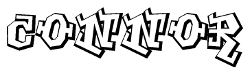 The clipart image depicts the word Connor in a style reminiscent of graffiti. The letters are drawn in a bold, block-like script with sharp angles and a three-dimensional appearance.