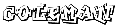 The clipart image depicts the word Coleman in a style reminiscent of graffiti. The letters are drawn in a bold, block-like script with sharp angles and a three-dimensional appearance.