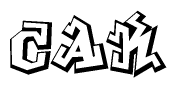 The clipart image depicts the word Cak in a style reminiscent of graffiti. The letters are drawn in a bold, block-like script with sharp angles and a three-dimensional appearance.