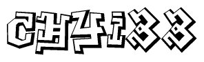 The clipart image depicts the word Chyi33 in a style reminiscent of graffiti. The letters are drawn in a bold, block-like script with sharp angles and a three-dimensional appearance.