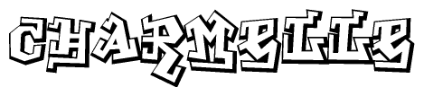 The clipart image depicts the word Charmelle in a style reminiscent of graffiti. The letters are drawn in a bold, block-like script with sharp angles and a three-dimensional appearance.