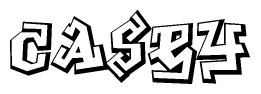 The image is a stylized representation of the letters Casey designed to mimic the look of graffiti text. The letters are bold and have a three-dimensional appearance, with emphasis on angles and shadowing effects.