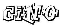 The image is a stylized representation of the letters Cino designed to mimic the look of graffiti text. The letters are bold and have a three-dimensional appearance, with emphasis on angles and shadowing effects.