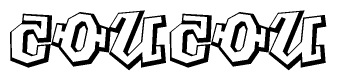 The clipart image features a stylized text in a graffiti font that reads Coucou.