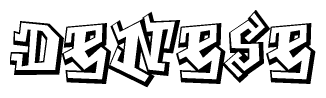 The clipart image depicts the word Denese in a style reminiscent of graffiti. The letters are drawn in a bold, block-like script with sharp angles and a three-dimensional appearance.