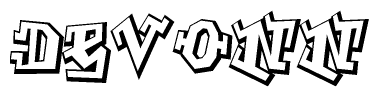 The clipart image depicts the word Devonn in a style reminiscent of graffiti. The letters are drawn in a bold, block-like script with sharp angles and a three-dimensional appearance.
