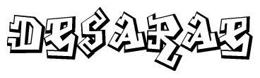 The clipart image depicts the word Desarae in a style reminiscent of graffiti. The letters are drawn in a bold, block-like script with sharp angles and a three-dimensional appearance.