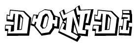 The clipart image depicts the word Dondi in a style reminiscent of graffiti. The letters are drawn in a bold, block-like script with sharp angles and a three-dimensional appearance.
