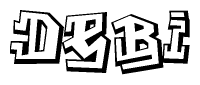 The clipart image depicts the word Debi in a style reminiscent of graffiti. The letters are drawn in a bold, block-like script with sharp angles and a three-dimensional appearance.