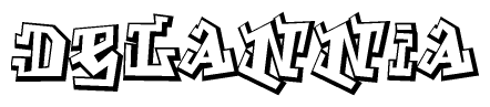 The image is a stylized representation of the letters Delannia designed to mimic the look of graffiti text. The letters are bold and have a three-dimensional appearance, with emphasis on angles and shadowing effects.