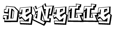 The clipart image depicts the word Denelle in a style reminiscent of graffiti. The letters are drawn in a bold, block-like script with sharp angles and a three-dimensional appearance.