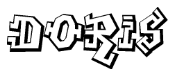 The clipart image depicts the word Doris in a style reminiscent of graffiti. The letters are drawn in a bold, block-like script with sharp angles and a three-dimensional appearance.