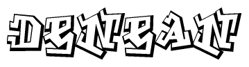 The clipart image features a stylized text in a graffiti font that reads Denean.