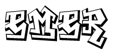 The clipart image depicts the word Emer in a style reminiscent of graffiti. The letters are drawn in a bold, block-like script with sharp angles and a three-dimensional appearance.
