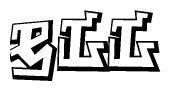 The clipart image depicts the word Ell in a style reminiscent of graffiti. The letters are drawn in a bold, block-like script with sharp angles and a three-dimensional appearance.