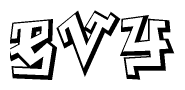 The clipart image features a stylized text in a graffiti font that reads Evy.