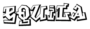 The clipart image depicts the word Equila in a style reminiscent of graffiti. The letters are drawn in a bold, block-like script with sharp angles and a three-dimensional appearance.