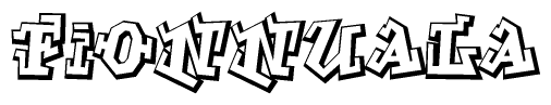 The clipart image depicts the word Fionnuala in a style reminiscent of graffiti. The letters are drawn in a bold, block-like script with sharp angles and a three-dimensional appearance.