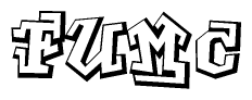 The clipart image depicts the word Fumc in a style reminiscent of graffiti. The letters are drawn in a bold, block-like script with sharp angles and a three-dimensional appearance.