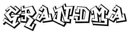 The clipart image features a stylized text in a graffiti font that reads Grandma.