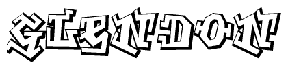 The clipart image depicts the word Glendon in a style reminiscent of graffiti. The letters are drawn in a bold, block-like script with sharp angles and a three-dimensional appearance.