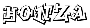 The clipart image depicts the word Honza in a style reminiscent of graffiti. The letters are drawn in a bold, block-like script with sharp angles and a three-dimensional appearance.