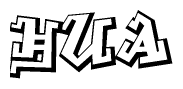 The image is a stylized representation of the letters Hua designed to mimic the look of graffiti text. The letters are bold and have a three-dimensional appearance, with emphasis on angles and shadowing effects.