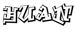 The clipart image features a stylized text in a graffiti font that reads Huan.