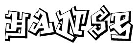 The image is a stylized representation of the letters Hanse designed to mimic the look of graffiti text. The letters are bold and have a three-dimensional appearance, with emphasis on angles and shadowing effects.