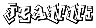 The clipart image depicts the word Jeanni in a style reminiscent of graffiti. The letters are drawn in a bold, block-like script with sharp angles and a three-dimensional appearance.