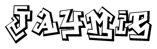 The clipart image depicts the word Jaymie in a style reminiscent of graffiti. The letters are drawn in a bold, block-like script with sharp angles and a three-dimensional appearance.