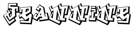 The clipart image depicts the word Jeannine in a style reminiscent of graffiti. The letters are drawn in a bold, block-like script with sharp angles and a three-dimensional appearance.