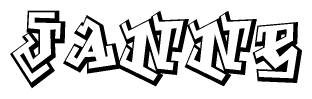 The image is a stylized representation of the letters Janne designed to mimic the look of graffiti text. The letters are bold and have a three-dimensional appearance, with emphasis on angles and shadowing effects.