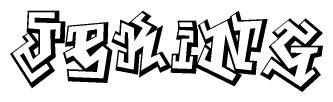The clipart image depicts the word Jeking in a style reminiscent of graffiti. The letters are drawn in a bold, block-like script with sharp angles and a three-dimensional appearance.