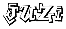 The clipart image depicts the word Juzi in a style reminiscent of graffiti. The letters are drawn in a bold, block-like script with sharp angles and a three-dimensional appearance.