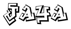 The image is a stylized representation of the letters Jaya designed to mimic the look of graffiti text. The letters are bold and have a three-dimensional appearance, with emphasis on angles and shadowing effects.