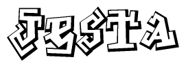 The clipart image depicts the word Jesta in a style reminiscent of graffiti. The letters are drawn in a bold, block-like script with sharp angles and a three-dimensional appearance.