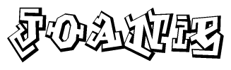 The clipart image depicts the word Joanie in a style reminiscent of graffiti. The letters are drawn in a bold, block-like script with sharp angles and a three-dimensional appearance.
