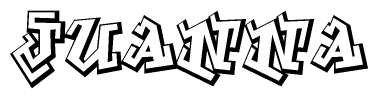 The clipart image depicts the word Juanna in a style reminiscent of graffiti. The letters are drawn in a bold, block-like script with sharp angles and a three-dimensional appearance.