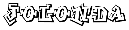The clipart image depicts the word Jolonda in a style reminiscent of graffiti. The letters are drawn in a bold, block-like script with sharp angles and a three-dimensional appearance.