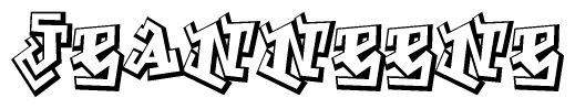 The clipart image depicts the word Jeanneene in a style reminiscent of graffiti. The letters are drawn in a bold, block-like script with sharp angles and a three-dimensional appearance.
