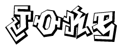 The clipart image depicts the word Joke in a style reminiscent of graffiti. The letters are drawn in a bold, block-like script with sharp angles and a three-dimensional appearance.