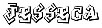 The clipart image depicts the word Jesseca in a style reminiscent of graffiti. The letters are drawn in a bold, block-like script with sharp angles and a three-dimensional appearance.