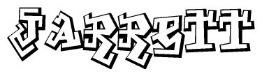 The clipart image depicts the word Jarrett in a style reminiscent of graffiti. The letters are drawn in a bold, block-like script with sharp angles and a three-dimensional appearance.
