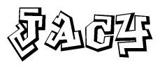 The clipart image depicts the word Jacy in a style reminiscent of graffiti. The letters are drawn in a bold, block-like script with sharp angles and a three-dimensional appearance.