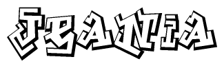 The clipart image depicts the word Jeania in a style reminiscent of graffiti. The letters are drawn in a bold, block-like script with sharp angles and a three-dimensional appearance.