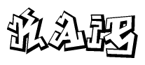The clipart image depicts the word Kaie in a style reminiscent of graffiti. The letters are drawn in a bold, block-like script with sharp angles and a three-dimensional appearance.