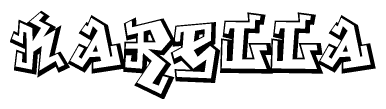 The clipart image depicts the word Karella in a style reminiscent of graffiti. The letters are drawn in a bold, block-like script with sharp angles and a three-dimensional appearance.