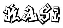 The clipart image depicts the word Kasi in a style reminiscent of graffiti. The letters are drawn in a bold, block-like script with sharp angles and a three-dimensional appearance.