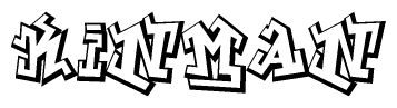 The image is a stylized representation of the letters Kinman designed to mimic the look of graffiti text. The letters are bold and have a three-dimensional appearance, with emphasis on angles and shadowing effects.